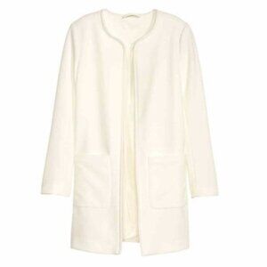H&M Coat Ivory/Off White, textured-weave jacket, front pockets